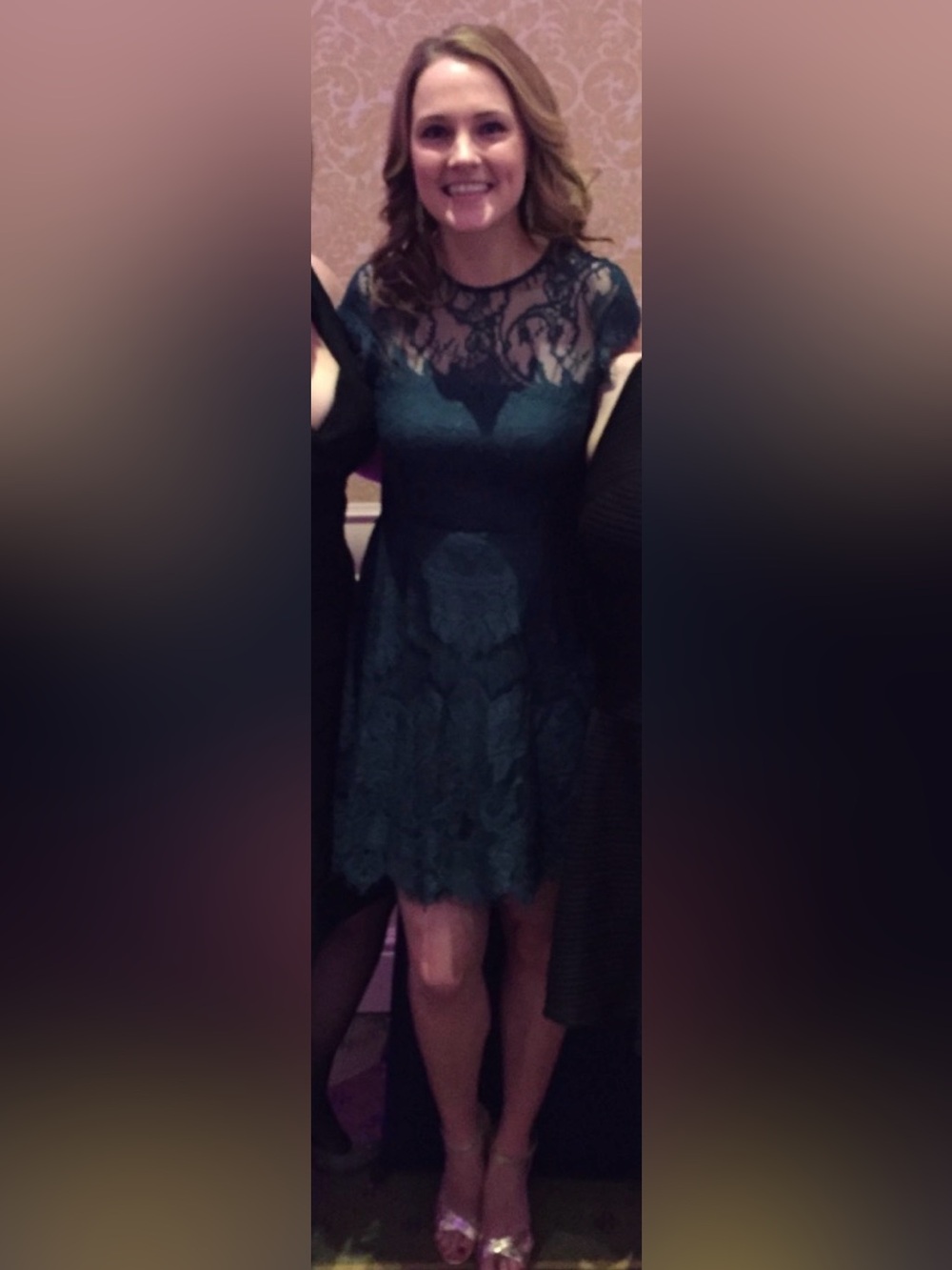 BB Dakota Teal Lace Fit-and-Flare Mini Dress - Picture 3 of 3